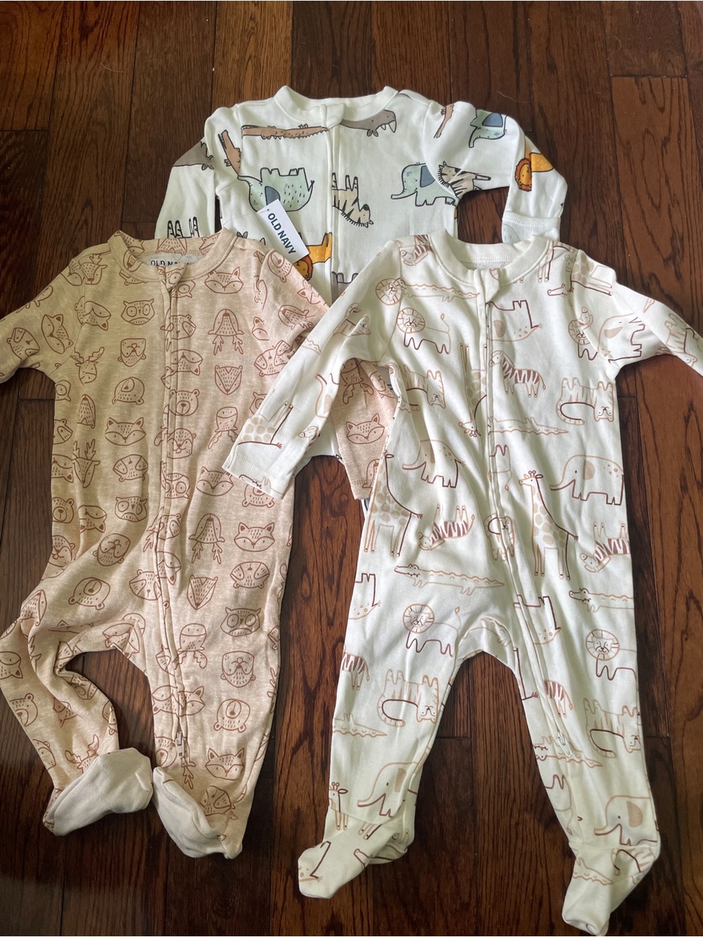 NWT Old Navy Animal print Baby Footed Pajama bundle